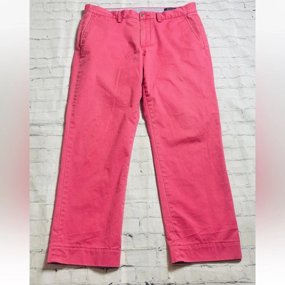 Polo Ralph Lauren Pink Chino Pants Straight Fit Mens 34x27 Stretch Golf Preppy
